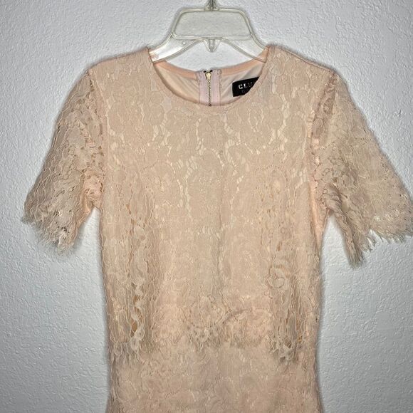Club L Pale Pink Peach Lace Dress - Picture 3 of 9